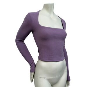 OGL Long Sleeve Top Square Neck Minimalist Y2K Clean Girl Purple Size S